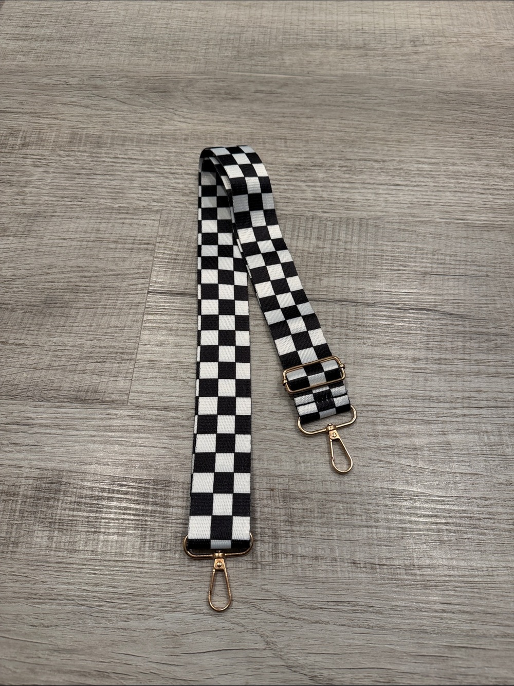 Wide adjustable detachable black white checkered purse bag wallet strap